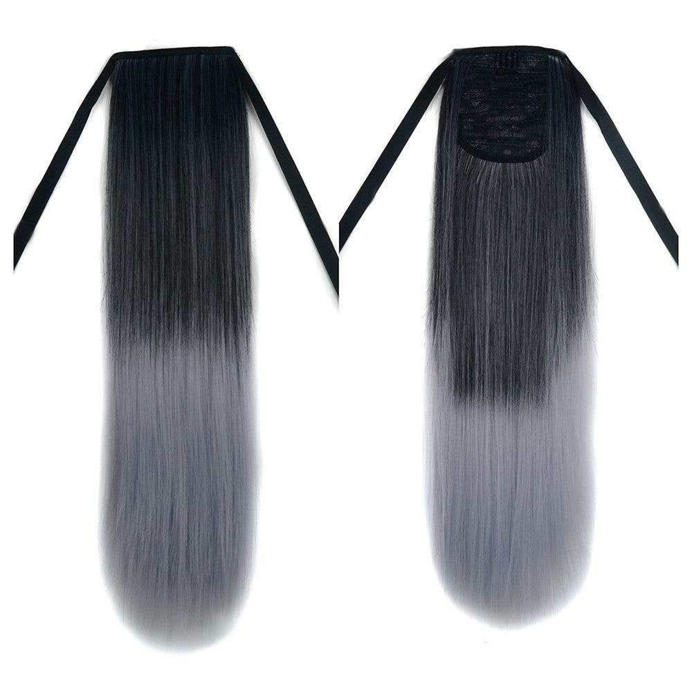Wig Horsetail Black to Granny Grey Curled    MW black to light granny grey straight - Mega Save Wholesale & Retail