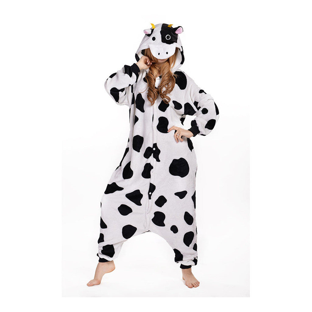 Unisex Adult Pajamas  Cosplay Costume Animal Onesie Sleepwear Suit cow - Mega Save Wholesale & Retail
