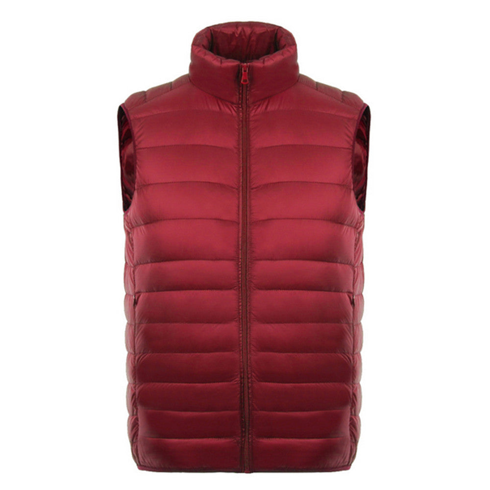 Man Thin Light Waistcoat Vest Down Coat Plus Size   red   S - Mega Save Wholesale & Retail - 1