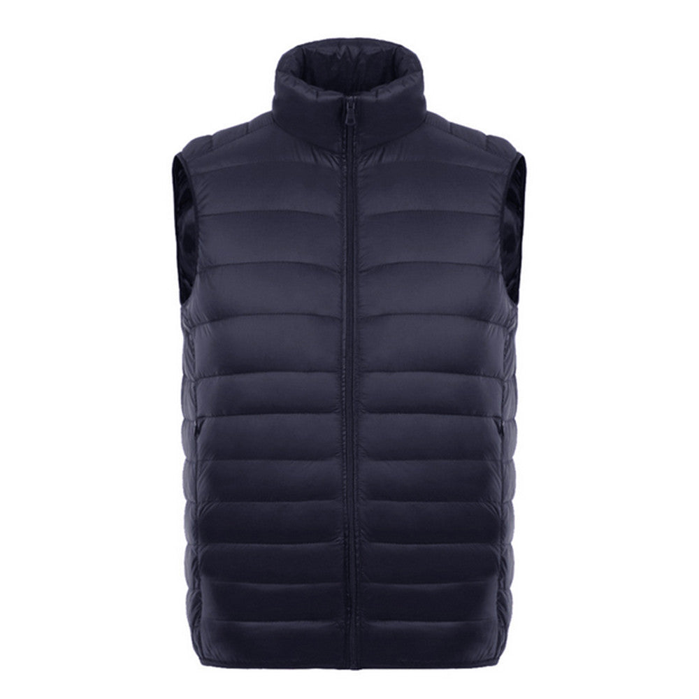 Man Thin Light Waistcoat Vest Down Coat Plus Size   navy    S - Mega Save Wholesale & Retail - 1