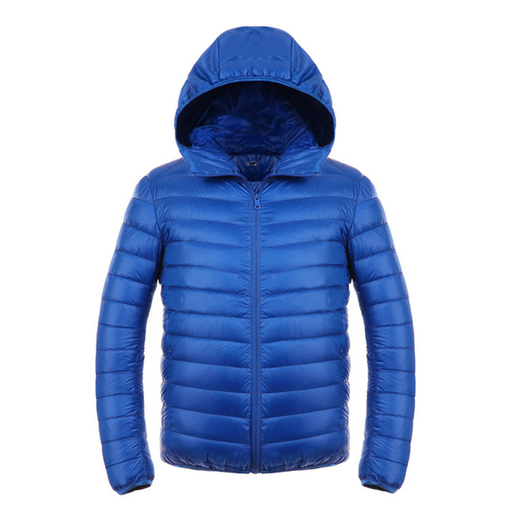 Light Thin Short Down Coat Man Hooded Fashionable   blue   S - Mega Save Wholesale & Retail - 1