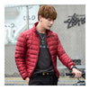 Light Thin Down Coat Man Stand Collar Winter Plus Size   red   S - Mega Save Wholesale & Retail - 2
