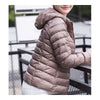 Woman Hooded Down Coat Short Thin Light Slim Plus Size   light camel   S - Mega Save Wholesale & Retail - 2