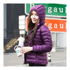 Woman Hooded Down Coat Short Thin Light Slim Plus Size   purple    S - Mega Save Wholesale & Retail - 1