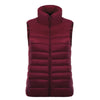 Down Coat Woman Short Slim Thin Light Plus Size Waistcoat   wine red   S - Mega Save Wholesale & Retail - 1