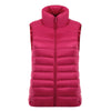 Down Coat Woman Short Slim Thin Light Plus Size Waistcoat   rose red   S - Mega Save Wholesale & Retail - 1