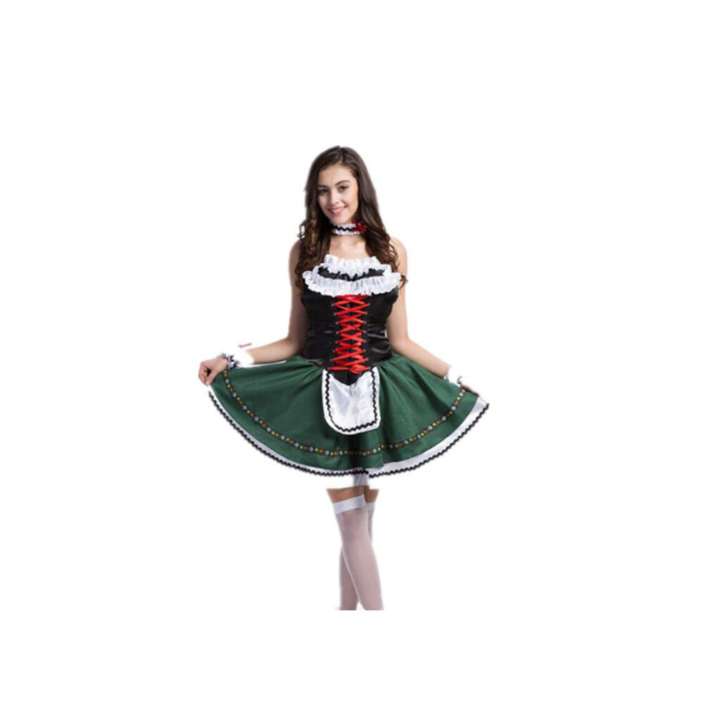 Germany Beer Festival Grass Green Maidservant Attire Restaurant Work Clothes Uniform S - Mega Save Wholesale & Retail - 1