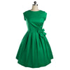 Woman Solid Color Bowknot Bubble Skirt Slim Dress   green   S - Mega Save Wholesale & Retail - 1