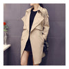 Woman Middle Long Wind Coat Casual Slim Plus Size   kahki   S - Mega Save Wholesale & Retail - 1