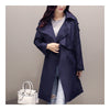 Woman Middle Long Wind Coat Casual Slim Plus Size   navy   S - Mega Save Wholesale & Retail - 1