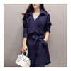 Woman Middle Long Wind Coat Casual Slim Plus Size   navy   S - Mega Save Wholesale & Retail - 3