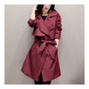 Woman Middle Long Wind Coat Casual Slim Plus Size   claret   S - Mega Save Wholesale & Retail - 3