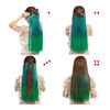 5 Cards Long Straight Hair Extension Wig    dark brown sky blue sapphire blue bleach and dye