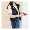Woman Faux Leather Biker Waistcoat Sleeveless Coat    S - Mega Save Wholesale & Retail - 3