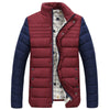 Cotton Coat Hoodied Splicing Warm Contrast Color   wine red   M - Mega Save Wholesale & Retail - 1