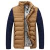 Cotton Coat Hoodied Splicing Warm Contrast Color  khaki   M - Mega Save Wholesale & Retail - 1