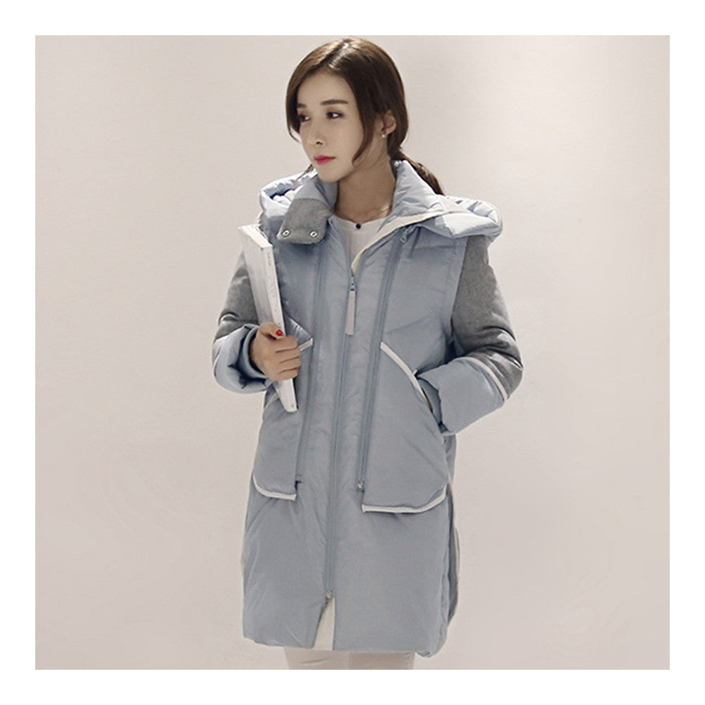 Woman Winter Thick Warm Middle Long Down Coat   blue   S - Mega Save Wholesale & Retail - 1