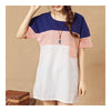 Plus Size Loose Contrast Color Splicing T-shirt   pink   M - Mega Save Wholesale & Retail