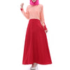 Muslim Motley Lace Cuff Long Dress  wine red  M - Mega Save Wholesale & Retail - 1