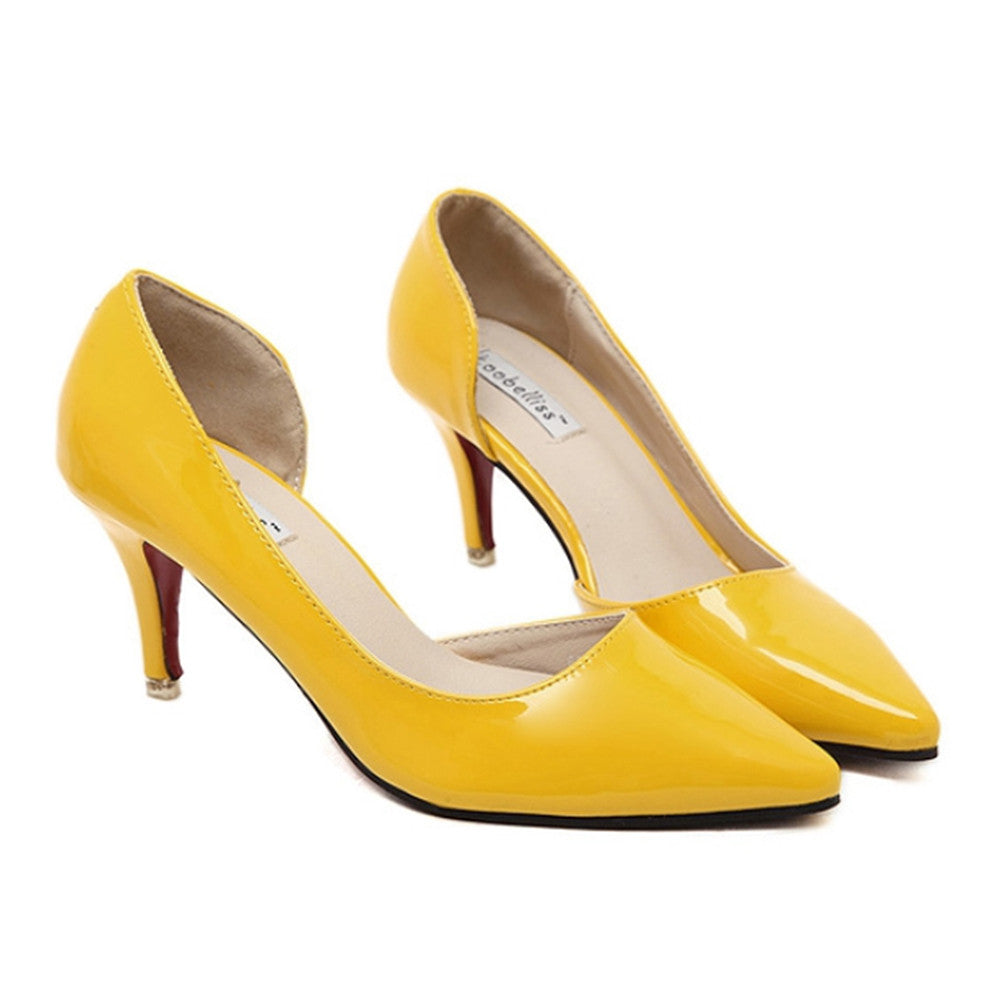 Thin Shoes Pointed Middle Heel Women Shoes  yellow - Mega Save Wholesale & Retail - 1