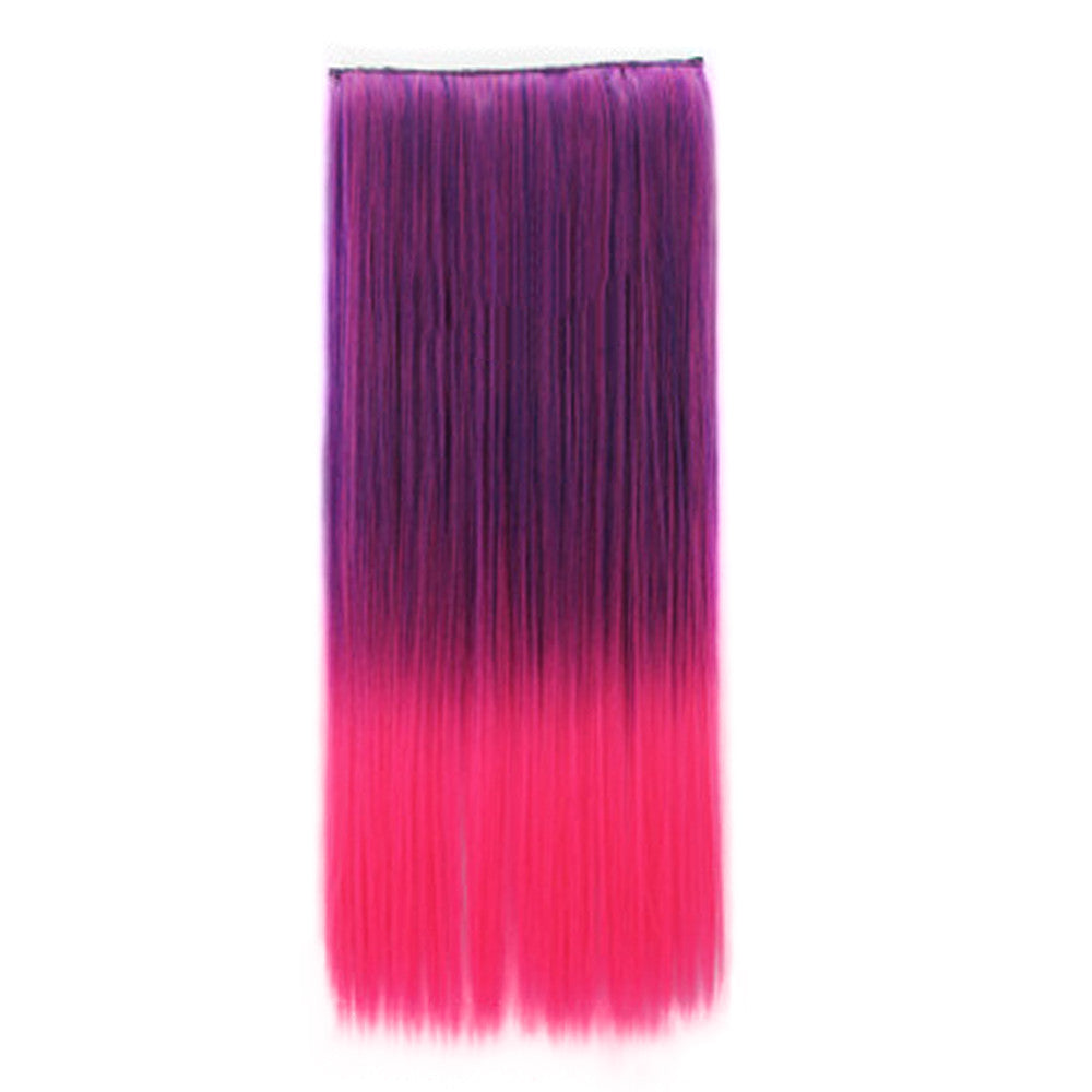 Wholesale color wig hair extension piece a five-card straight hair gradient hair piece long straight hair piece hair extension   Q11 PURPLE PINK GRADIENT  