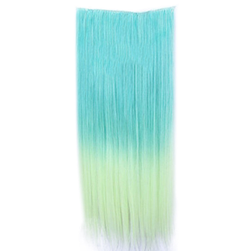 Wholesale color wig hair extension piece a five-card straight hair gradient hair piece long straight hair piece hair extension   Q18 MALACHITE GREEN GRADIENT VANILLA