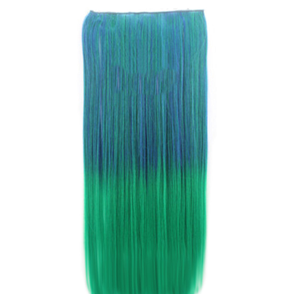 Wholesale color wig hair extension piece a five-card straight hair gradient hair piece long straight hair piece hair extension   Q21 CLEAR BLUE GRADIENT GRASS  