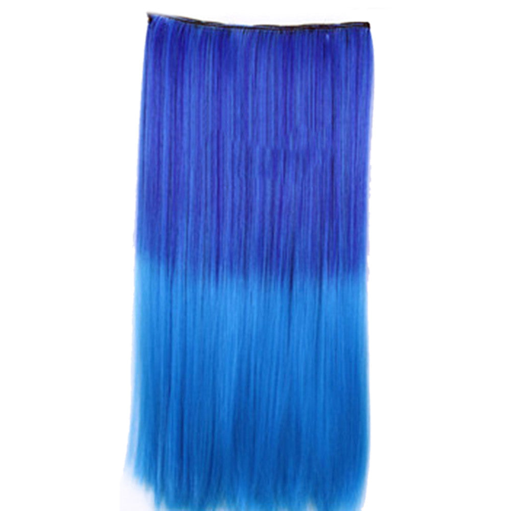 Wholesale color wig hair extension piece a five-card straight hair gradient hair piece long straight hair piece hair extension   Q23 SAPPHIRE BLUE GRADIENT FANTASY 