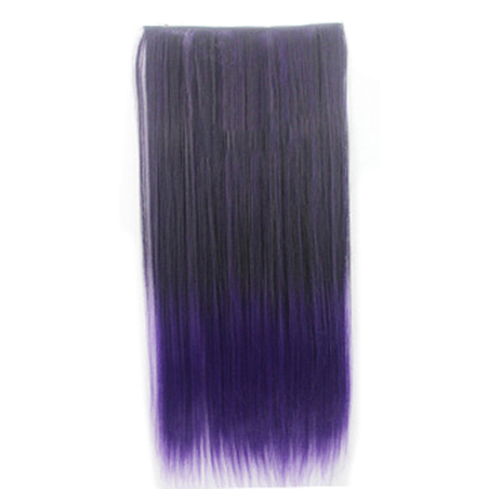 Wholesale color wig hair extension piece a five-card straight hair gradient hair piece long straight hair piece hair extension   Q25 BLACK GRADIENT PURPLE  