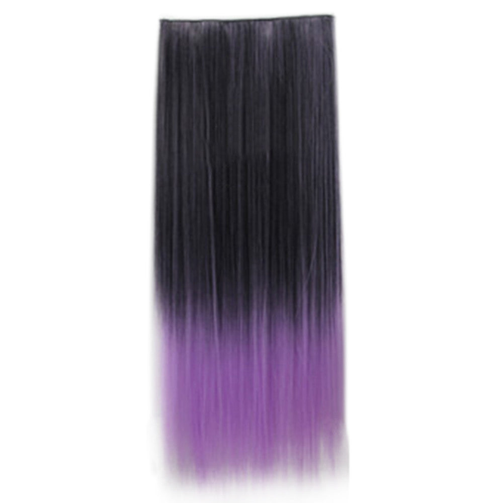 Wholesale color wig hair extension piece a five-card straight hair gradient hair piece long straight hair piece hair extension   Q27 BLACK GRADIENT BLUE  