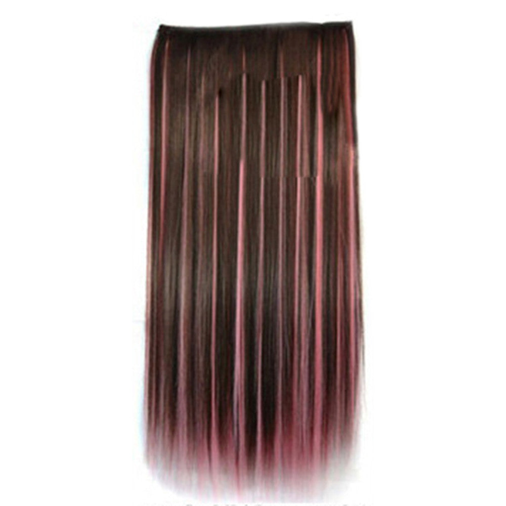 Wholesale color wig hair extension piece a five-card straight hair gradient hair piece long straight hair piece hair extension   Q28 STREAKED DARK BROWN POWDER 