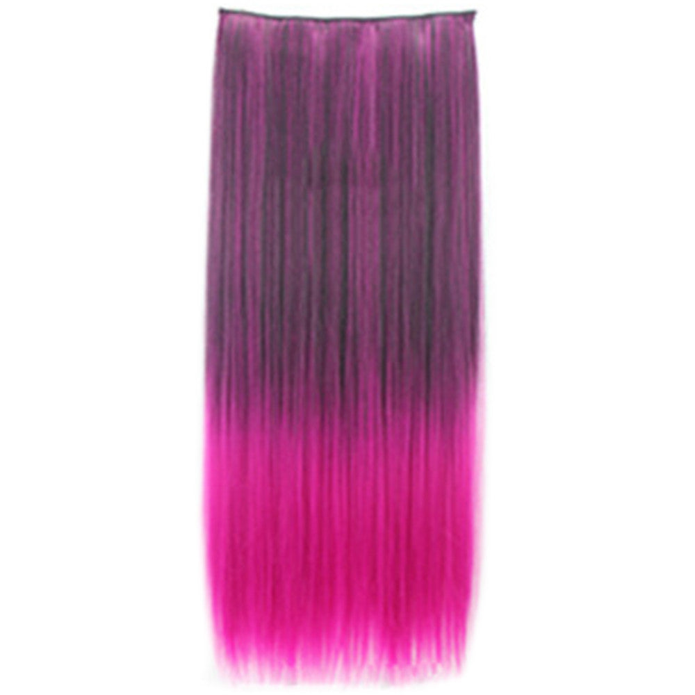 Wholesale color wig hair extension piece a five-card straight hair gradient hair piece long straight hair piece hair extension   Q2 BLACK GRADIENT RED ROSE
