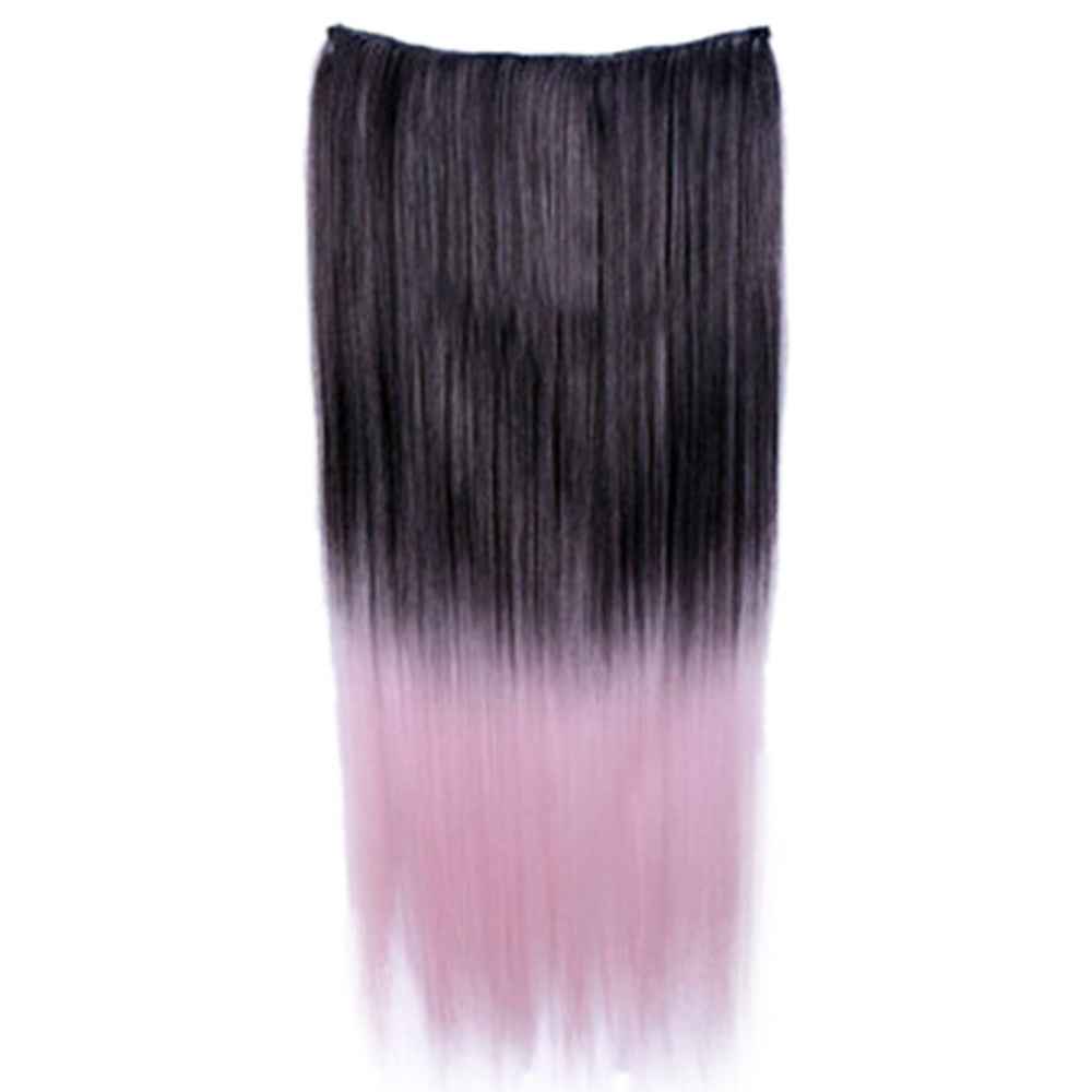Wholesale color wig hair extension piece a five-card straight hair gradient hair piece long straight hair piece hair extension   Q30 PINK AND BLACK GRADIENT 