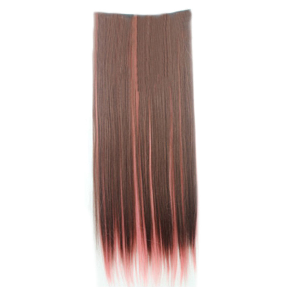 Wholesale color wig hair extension piece a five-card straight hair gradient hair piece long straight hair piece hair extension   Q34 STREAKED LIGHT BROWN POWDER ROUGE - Mega Save Wholesale & Retail - 1