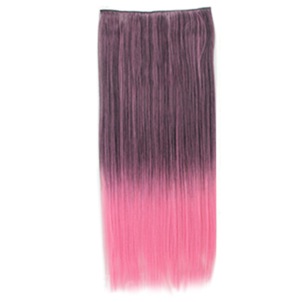 Wholesale color wig hair extension piece a five-card straight hair gradient hair piece long straight hair piece hair extension   Q3 BLACK CHERRY PINK GRADIENT 