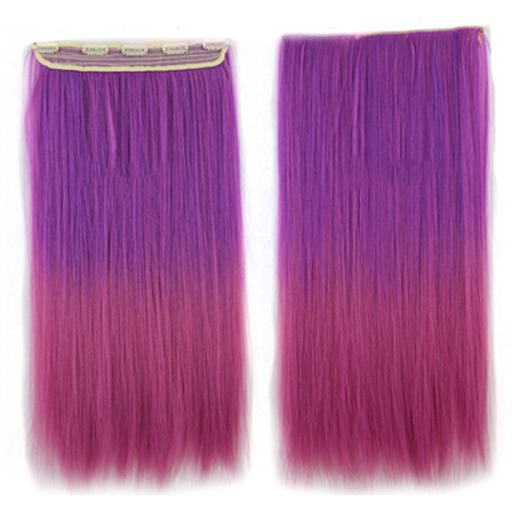 Wholesale color wig hair extension piece a five-card straight hair gradient hair piece long straight hair piece hair extension   Q44 CHARM PURPLE GRADIENT ROSE - Mega Save Wholesale & Retail - 1
