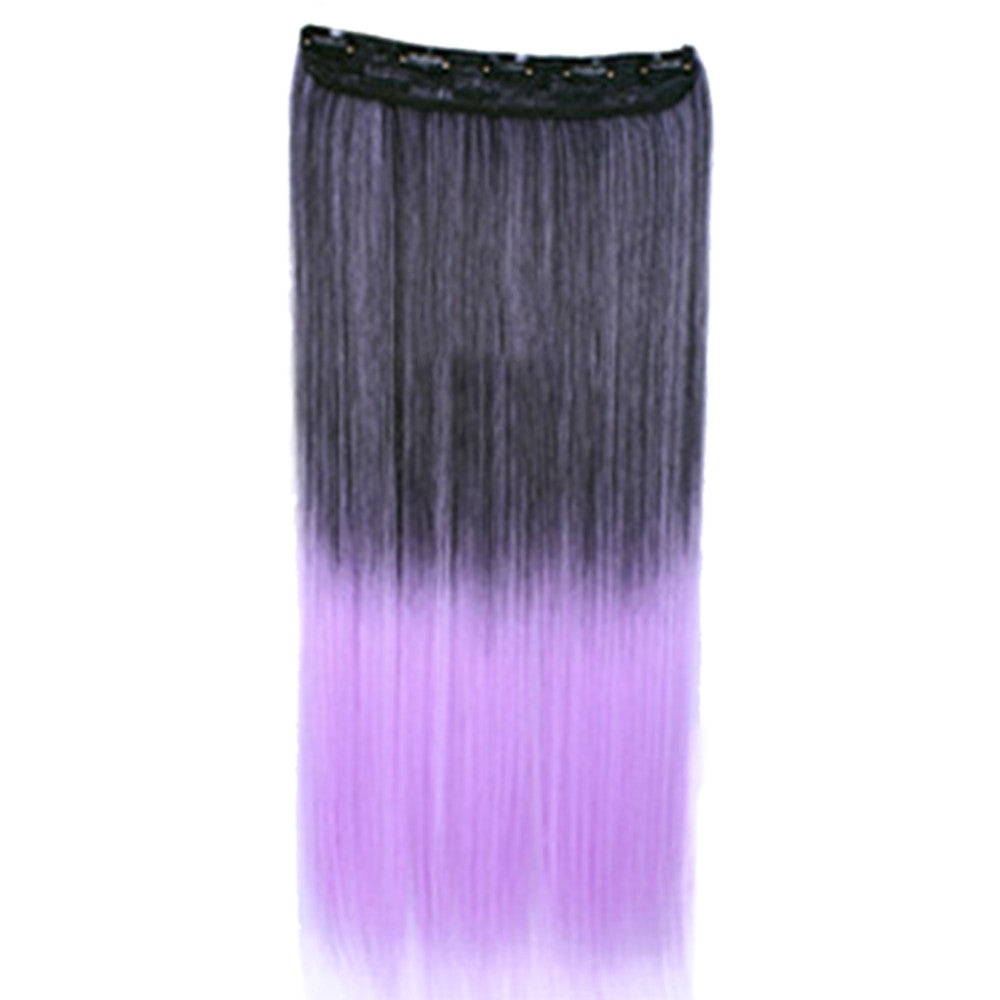 Wholesale color wig hair extension piece a five-card straight hair gradient hair piece long straight hair piece hair extension   Q5 BLACK GRADIENT PURPLE 