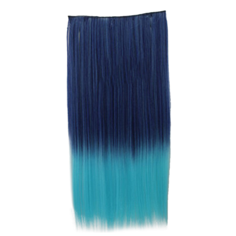 Wholesale color wig hair extension piece a five-card straight hair gradient hair piece long straight hair piece hair extension   Q8 AZURE BLUE GRADIENT 
