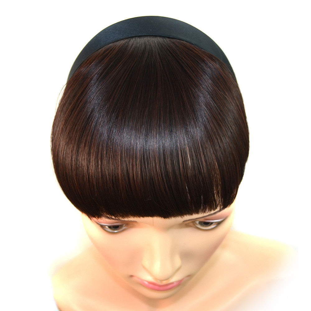 Hair Band Blunt Bang Wig dark brown - Mega Save Wholesale & Retail