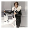 Thick Fox Fur Collar Woman Down Coat Warm Long  black    S - Mega Save Wholesale & Retail - 1