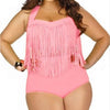 High Waist Fat Tassel Bikini Women Swimwear Swimsuit Europe and America  light pink - Mega Save Wholesale & Retail - 1