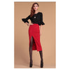 Sexy Womens Ladies Pencil Fit Skirt Pencil Slim Tight Skirt Waist Banded Rayon Long Slit Skirts - Mega Save Wholesale & Retail - 1