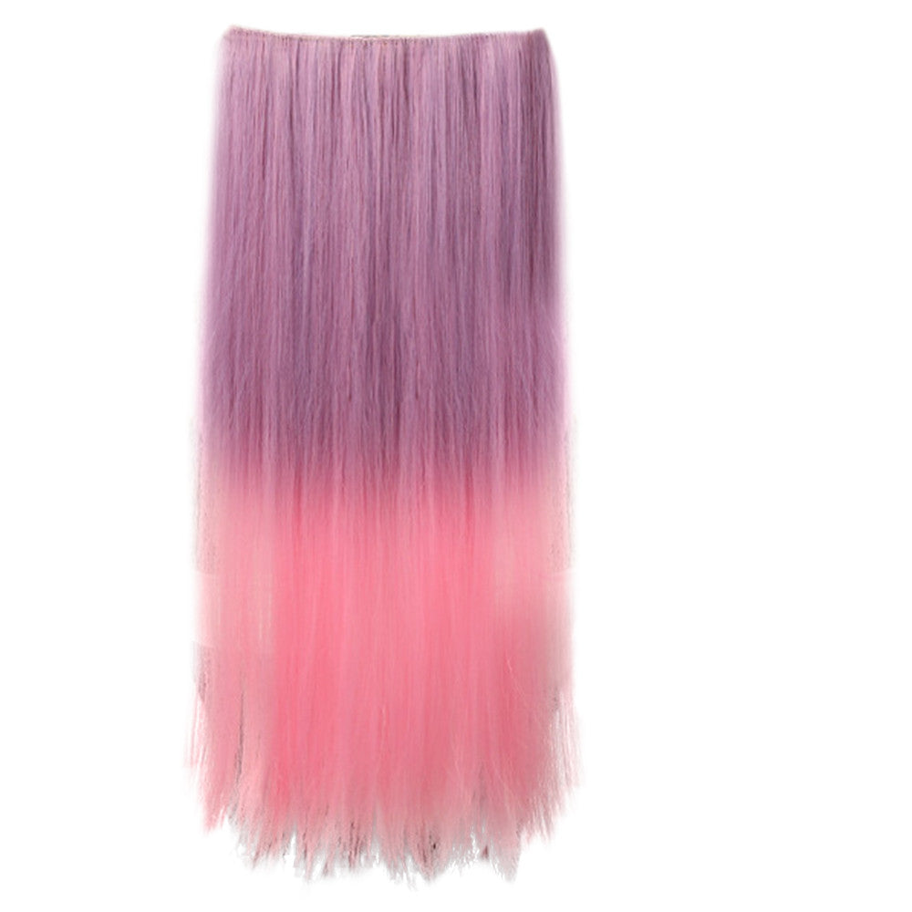 Gradient Ramp Five Cards Hair Extension Wig    purple to pink - Mega Save Wholesale & Retail - 1
