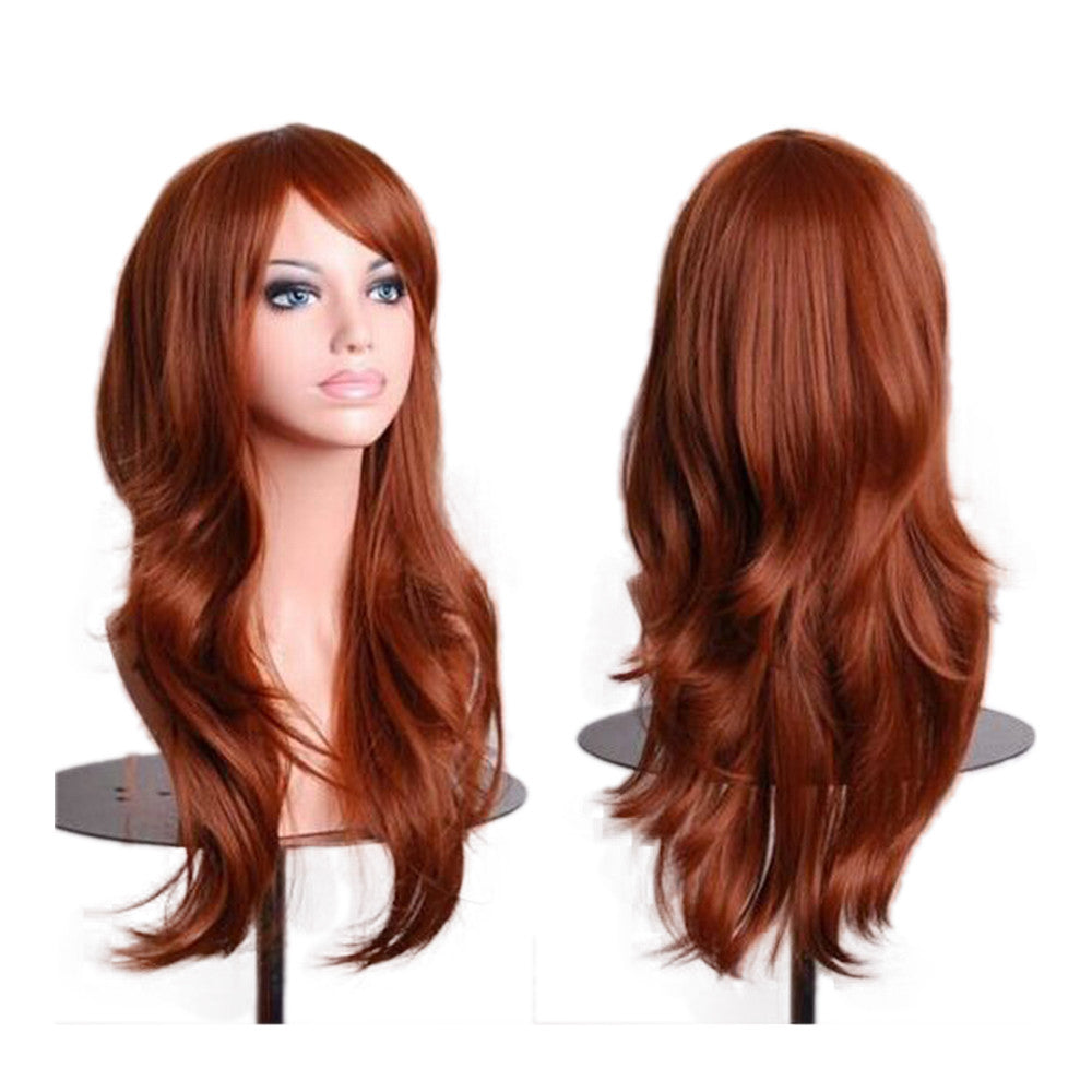 27.5" 70cm Long Wavy Curly Cosplay Fashion Mermaid Fantasy Wig heat resistant  brwon - Mega Save Wholesale & Retail