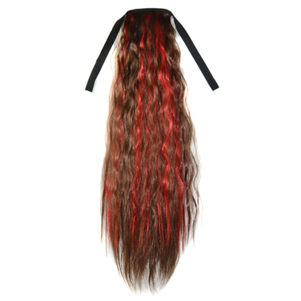 Corn Hot Lace-up Horsetail Gradient Ramp    light brown bright red 2M30HRED#