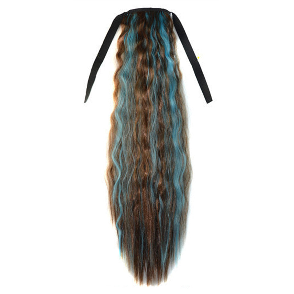Corn Hot Lace-up Horsetail Gradient Ramp    light brown sky blue 2M30HBLUE3#