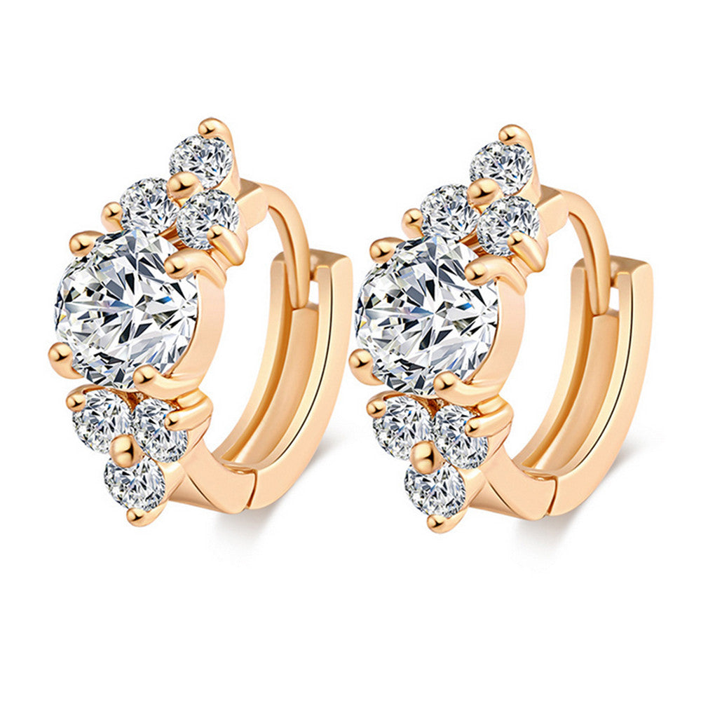 Women Stylish Zircon Earrings 18K Gold Galvsanized - Mega Save Wholesale & Retail - 1