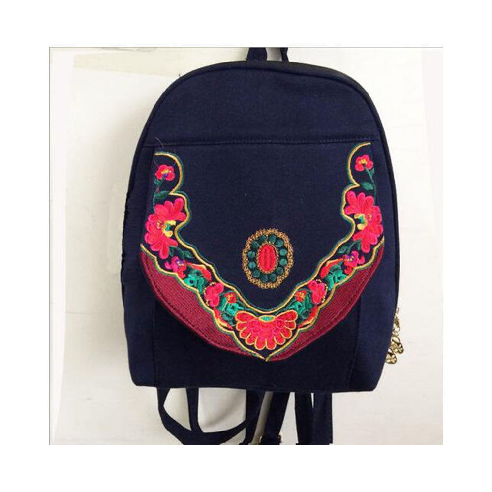 New Yunnan Fashionable National Style Embroidery Bag Stylish Featured Shoulders Bag Fashionable Bag Woman's Bag   navy - Mega Save Wholesale & Retail - 1