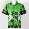 Hot Men Aloha Shirt Hawaiian Cruise Tropical Luau Beach Hawaiian Party Palm Green grass green L normal version - Mega Save Wholesale & Retail - 1