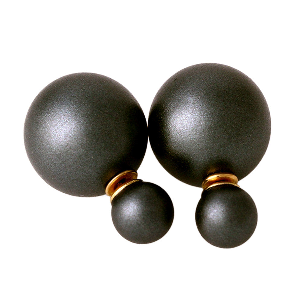 Champagne Bubble Two-sided Pearl Ear Studs   black - Mega Save Wholesale & Retail - 1